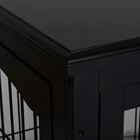 Dog Crate Furniture, Small Dog Cage End Table with Two Opening Sides, Lockable Door, Puppy Kennel Indoor, Cute and Decorative, Black