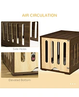 Furniture Style Dog Crate End Table with Removable Door Panel, Dog Crate Bed with Foam Cushion, Safety Lock, Indoor Use, for Small & Medium Dogs, Brow