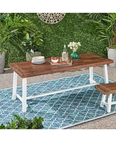Carlisle Industrial Outdoor Dining Table: Modern Metal And Acacia Wood For 8