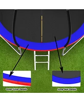 14FT Trampoline, Outdoor Trampolines for Kids and Adults, Recreational Trampoline with Enclosure Net & Ladder, Round Trampoline Astm Approved