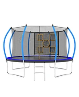 Simplie Fun 12FT Trampoline with Enclosure - Recreational Trampolines with Ladder, Astm Approval Outdoor Trampoline for Kids