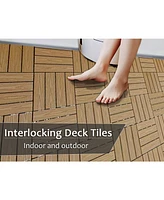 Wood Plastic Composite Deck Tiles Set of 20pcs, Composite Decking Resist Rust, Water, Weather, Easy to Diy & Maintain, Indoor&Outdoor, Ideal for Patio