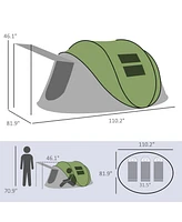 Simplie Fun Pop-Up Tent with Porch for 2-3, 3000mm Waterproof (Poles Incl.)