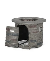 Outdoor 32" Round Mgo Propane Fire Pit, Grey Top - 40,000 Btu