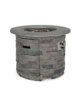 Streamdale Furniture Outdoor 32" Round Mgo Propane Fire Pit, Grey Top - 40,000 Btu