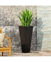 Streamdale Furniture 13" X 32.5" Outdoor Modern Mgo Cast Stone Planter, Black