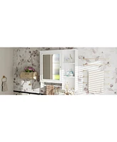 Wall Mounted Bathroom Storage Cabinet, Medicine Cabinets with large mirror door, adjustable shelves and three open storage levels(Not Include Bathroom