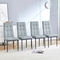 Linen Tufted Dining Room Chairs Set of 4, Accent Diner Chairs Upholstered Fabric Side Stylish Kitchen Chairs with Metal Legs and Padded Seat - Gray