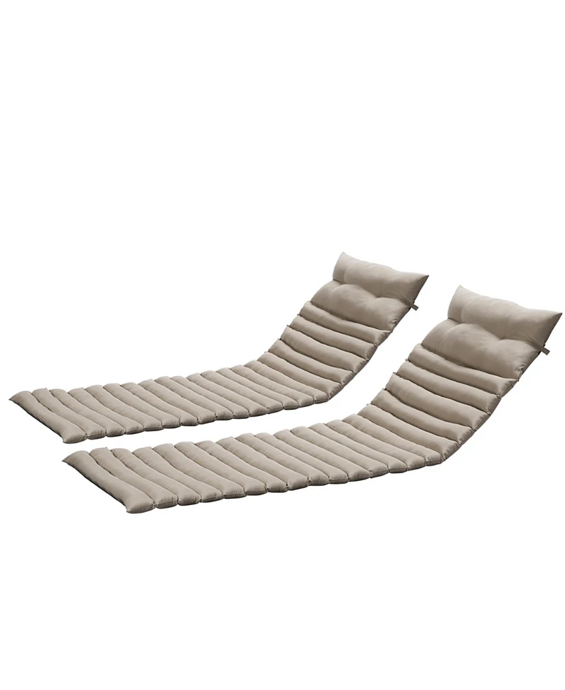 Streamdale Furniture 2PCS Set Outdoor Lounge Chair Cushion Replacement Patio Funiture Seat Cushion Chaise Lounge Cushion-khaki