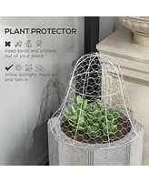 Streamdale Furniture Garden Chicken Wire Cloche, 16" x 13" Stackable Animal Plant Protectors, 6 Pack of Metal Crop Cages to Keep Animals Out, White