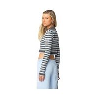 Edikted Women's Giulia Stripey Ribbed Knit Top