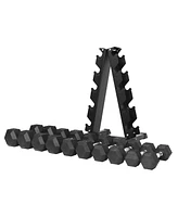 BalanceFrom Fitness BalanceFrom Signature Alloy Steel lb Rubber Encased Hex Dumbbell Set