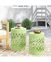Modern Metal End Table Set With Cut Iron Design (Set Of 2)
