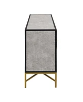 Simplie Fun Distinctive Features of Four-Door Sideboard with Metal and Cross-Leg Design, Suitable for Living Rooms