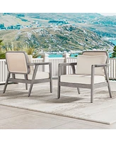 (Set Of 2) Outdoor Acacia Wood Patio Club Chair, Patio Furniture, Waterproof Thick Cushion Deep Seating for Porch, Garden, Backyard, Balcony, Weight C