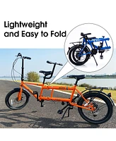 Simplie Fun Tandem bike, 20inch wheels, 2-seater, shimano 7 speed, foldable tandem adult beach cruiser