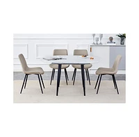 Simplie Fun Table and chair set.Modern Extendable Mdf Dining Table.The table has a telescopic design, suitable for gatherings of different size.Paired