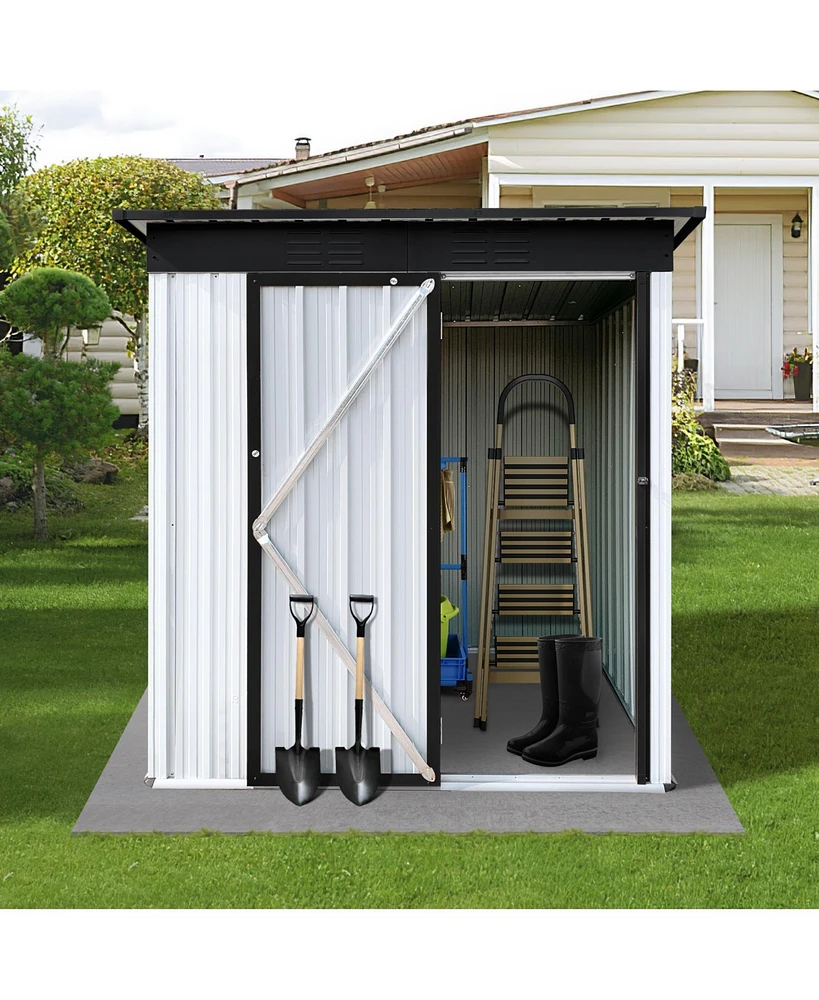 Streamdale Furniture Metal garden sheds 5ftx3ft outdoor storage sheds White+Black