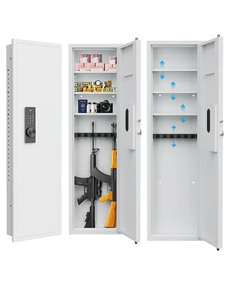 Streamdale Furniture 53" Passwod Touch Panel In-Wall Safe, Hidden Wall Gun Safe for Rifles with Adjustable Shelves, Assembled Storage Multifunctional