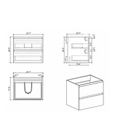 Wall mount bathroom vanity Without basin, white color, with two drawer, Pre-assembled