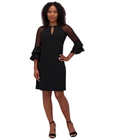 Jessica Howard Petite Ruffled 3/4-Sleeve Sheath Dress