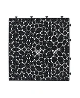 12 x 12 Inch Black Interlocking Deck Tiles Plastic Waterproof Outdoor All Weather Anti-slip Bathroom Shower Balcony Porch Strong Weight Capacity Upto