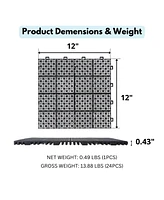 12 x 12 Inch Interlocking Deck Tiles Plastic Waterproof Outdoor All Weather Anti-slip Bathroom Shower Balcony Porch Strong Weight Capacity Upto