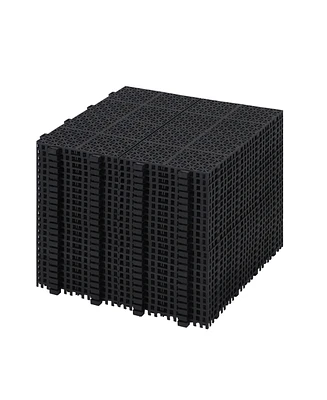 Streamdale Furniture 12 x 12 Inch Black Interlocking Deck Tiles Plastic Waterproof Outdoor All Weather Anti-slip Bathroom Shower Balcony Porch Strong