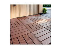 Simplie Fun 44 Pack Plastic Interlocking Deck Tiles(Brown)