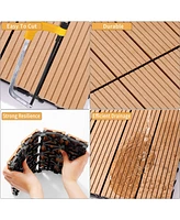 Wood Plastic Composite Deck Tiles Set of 20, Sustainable Fsc Composite Decking Resist Rust, Water, Weather, Easy to Diy & Maintain, Ideal for Patios