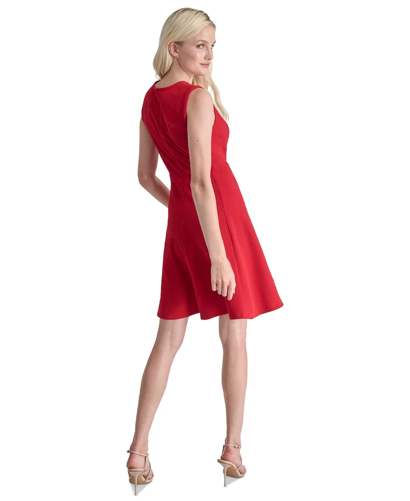 Dkny Women's Studded Sleeveless A-Line Dress