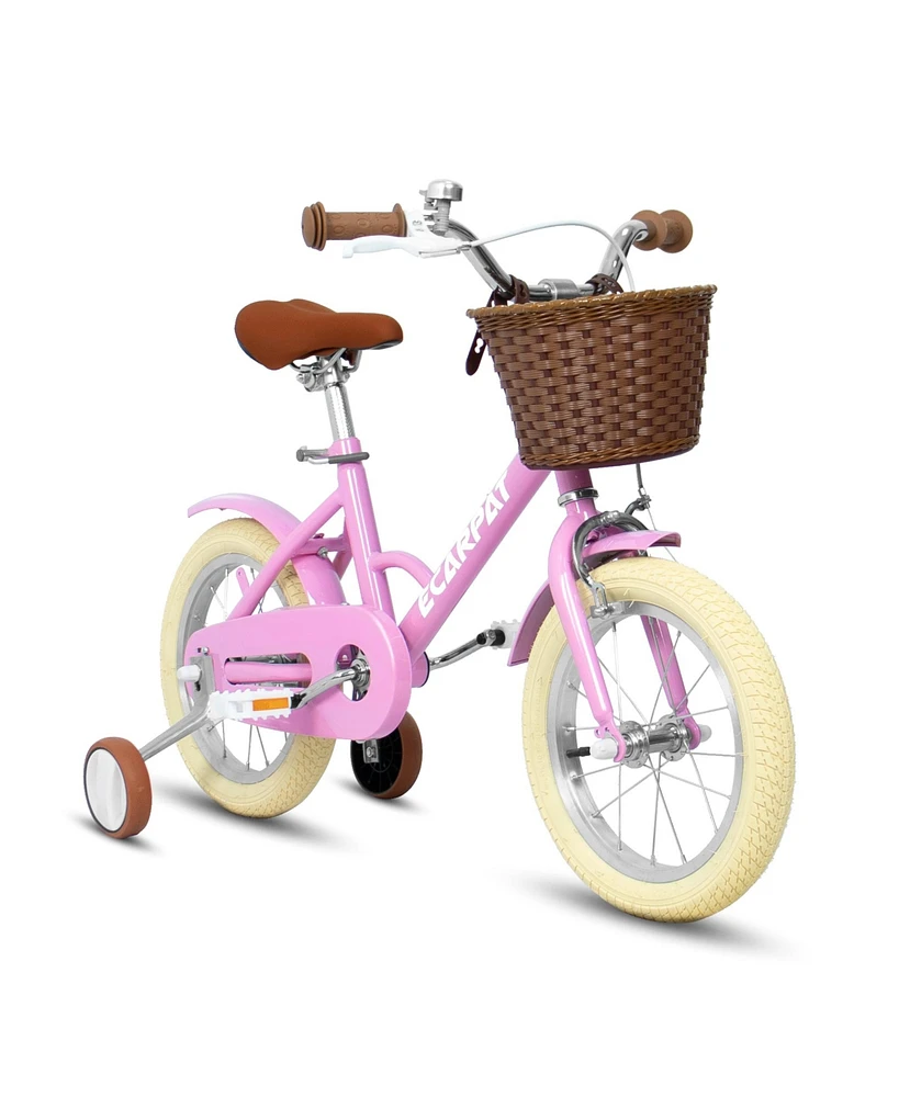 Streamdale Furniture Kids'Bike Girls Bike 14 Inch Wheels,1-Speed Child Bicycles For 2-4 Years, With Removable Training Wheels Baby Toys, Front V Brake