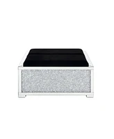 Simplie Fun Noralie Ottoman W/Storage Mirrored & Faux Diamonds