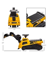 Streamdale Furniture 3 in 1 Ride on Excavator Bulldozer Road Roller, No Power Ride on Construction Pretend Play with Music, for 18-48 Months, Yellow