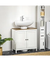 Modern Bathroom Sink Cabinet, Floor Standing Under Sink Cabinet, Freestanding Storage Cupboard with Adjustable Shelf, Double Doors, Antique White