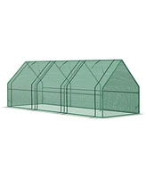 Simplie Fun 9' x 3' x 3' Portable Mini Greenhouse Outdoor Garden with Large Zipper Doors and Water/Uv Pe Cover, Green