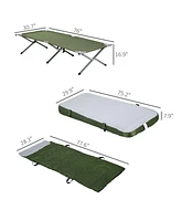 Camping Cot, Outdoor Folding Bed Set with Mattress, Sleeping Bag, Pillow, and Carry Bag, Comfortable and Portable, for Travel Camp Beach