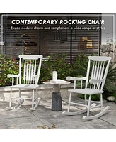Outdoor Wood Rocking Chairs Set of 2, 350 lbs. Porch Rockers with High Back for Garden, Patio, Balcony, White