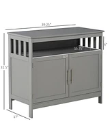 Sideboard Buffet Cabinet, Modern Kitchen Cabinet, Coffee Bar Cabinet with 2-Level Shelf and Open Compartment, Grey