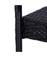 Rattan Wicker Bar Set for 3 Pcs with Ice Buckets, Patio Furniture with 1 Bar Table and 2 Bar Stools for Poolside, Backyard, Porches