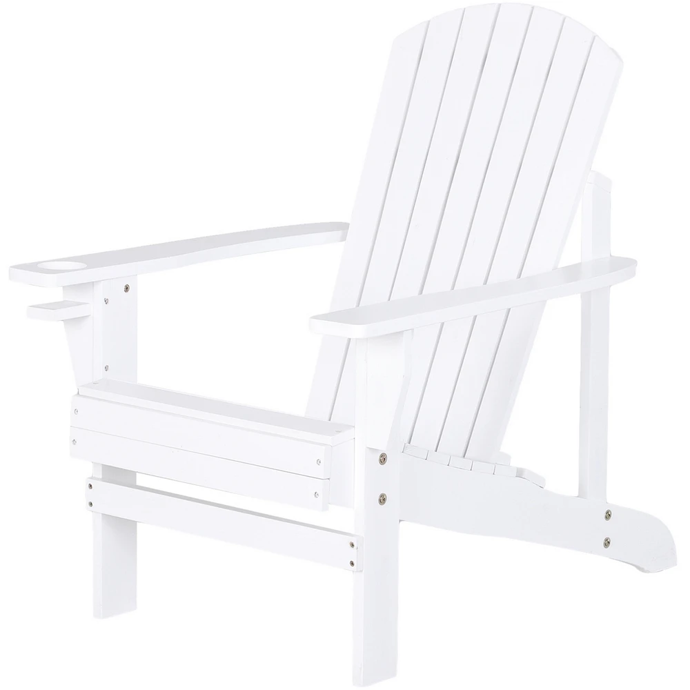 Streamdale Furniture Wooden Adirondack Chair, Outdoor Patio Lawn Chair with Cup Holder, Weather Resistant Lawn Furniture, Classic Lounge for Deck, Gar