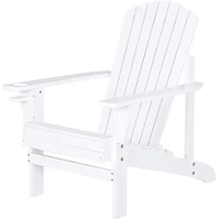 Simplie Fun Wooden Adirondack Chair, Outdoor Patio Lawn Chair with Cup Holder, Weather Resistant Lawn Furniture, Classic Lounge for Deck, Garden, Back