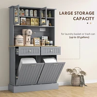 Versatile Kitchen Pantry with Charging Station, Tilt-Out Trash, Microwave Stand, Adjustable Shelves