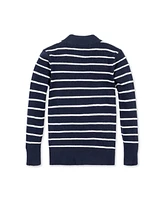 Hope & Henry Girls Organic Long Sleeve Mock Neck Sweater with Gold Buttons