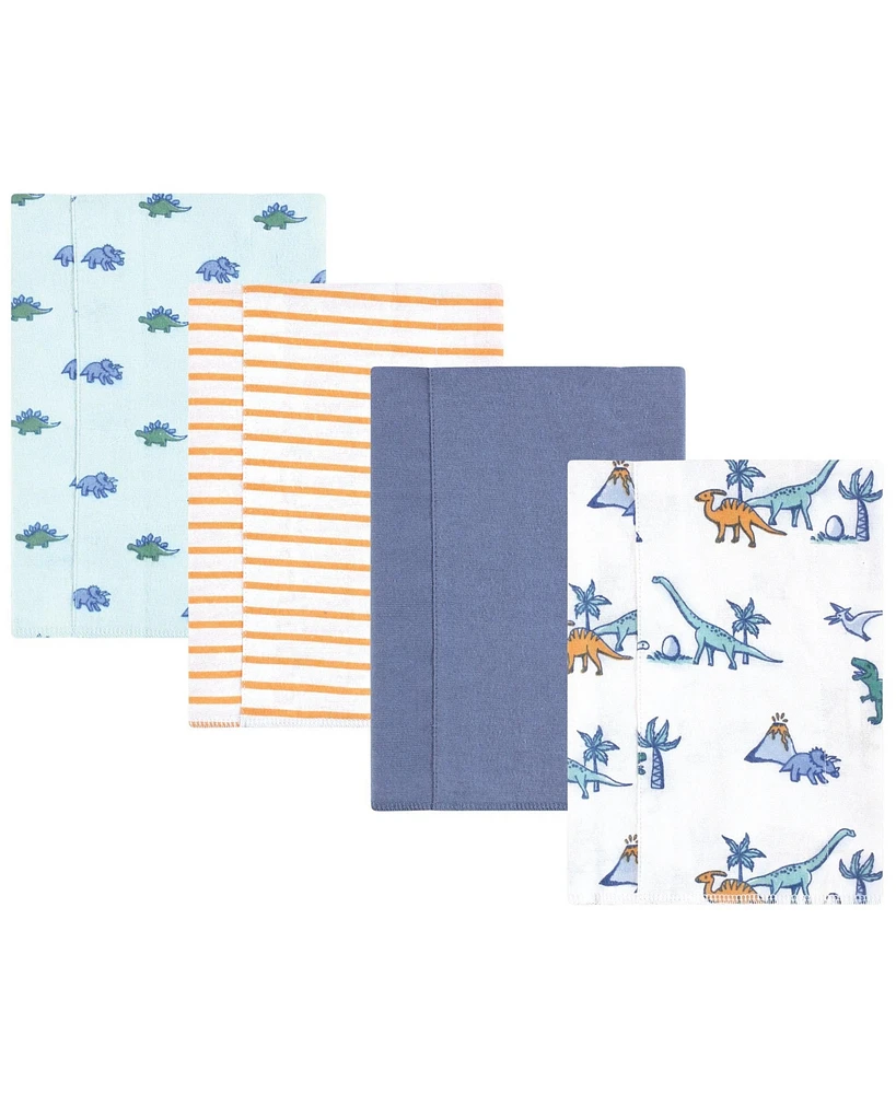 Hudson Baby Boys Cotton Flannel Burp Cloths -Pack, Pastel Dino