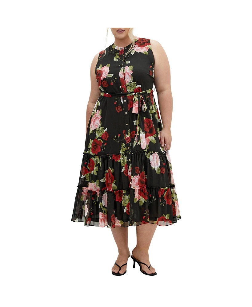 City Chic Plus Roma Print Dress