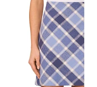 CeCe Women's Cotton Plaid A-Line Back-Zip Mini Skirt