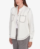 Alfred Dunner Petite Copenhagen Button Up Shirt Jacket