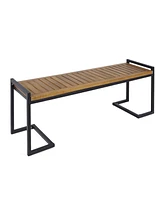 Simplie Fun Acacia Wood Bench: Chic Style, Iron Strength