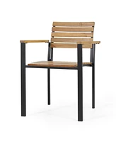 Streamdale Furniture Laris Wood And Metal Outdoor Dining Chair Set: Modern Industrial Style For Elevated Outdoor Dining